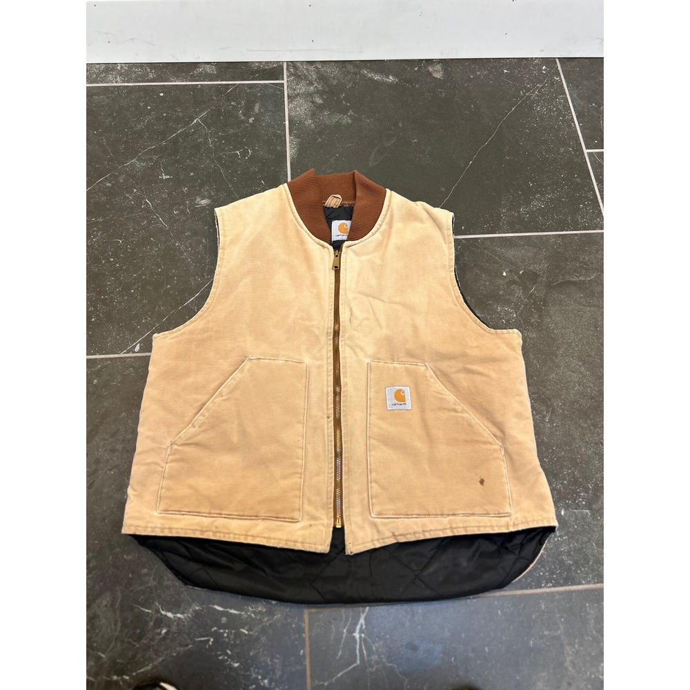 Carhartt V01BRN Arctic Quilt Lined Duck Vest Tan Canvas Workwear Mens XL
